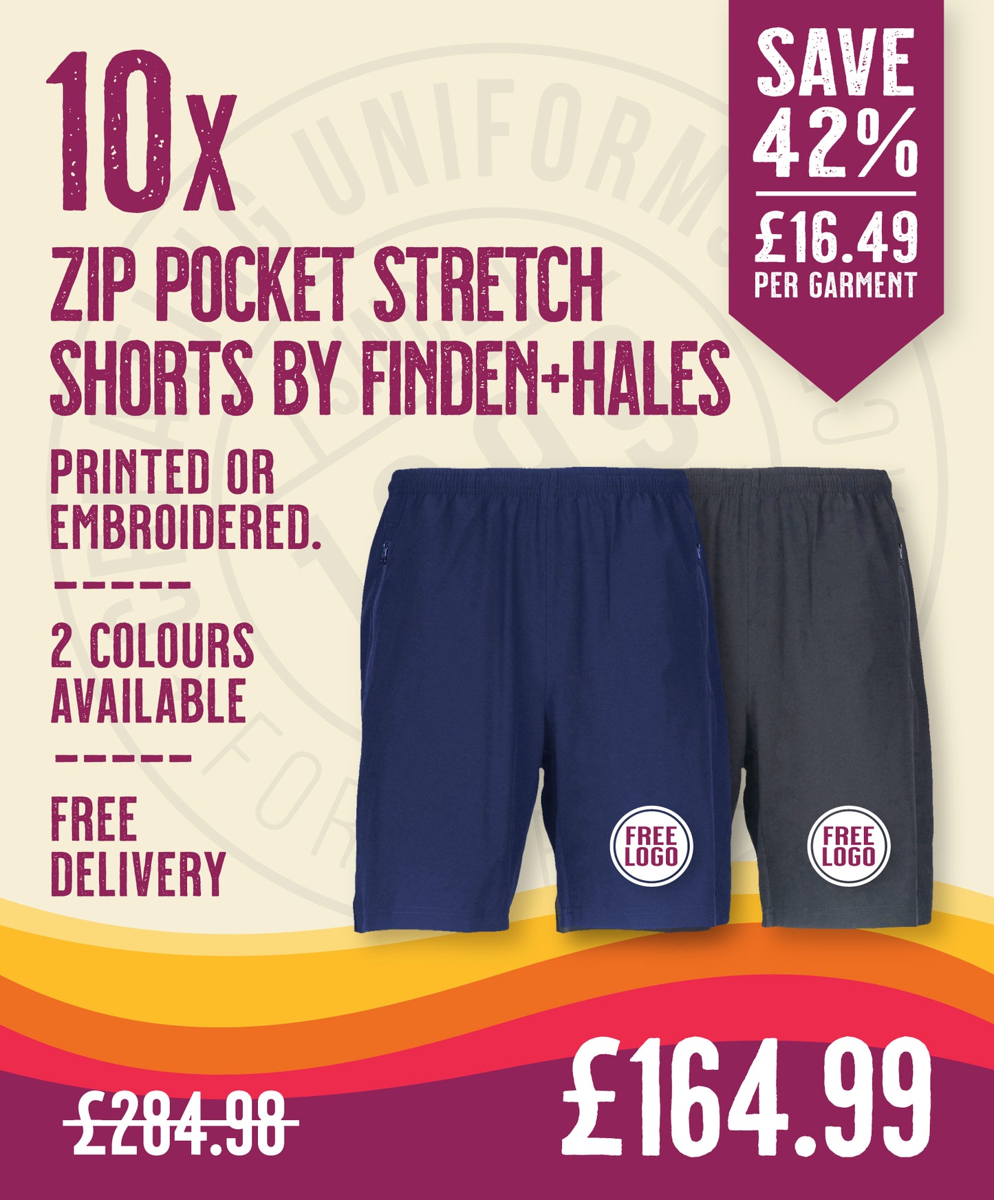 10 x Zip Pocket Stretch Shorts by Finden + Hales