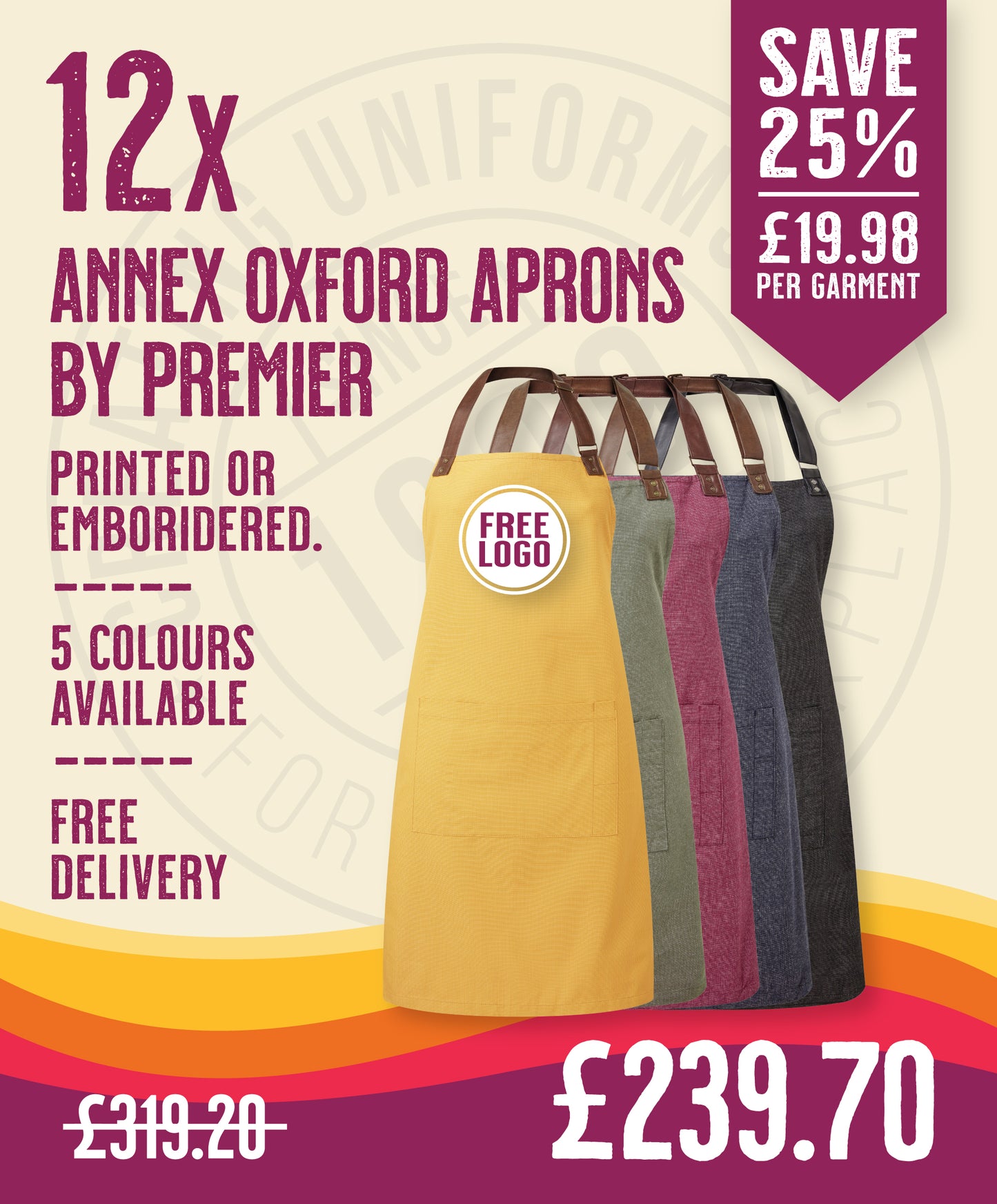 12 x Cotton Oxford Annex Aprons by Premier