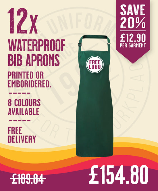12 x Waterproof Bib Aprons by Premier