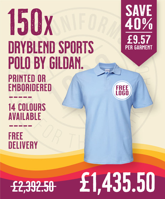 150 x Dryblend Sports Polos by Gildan