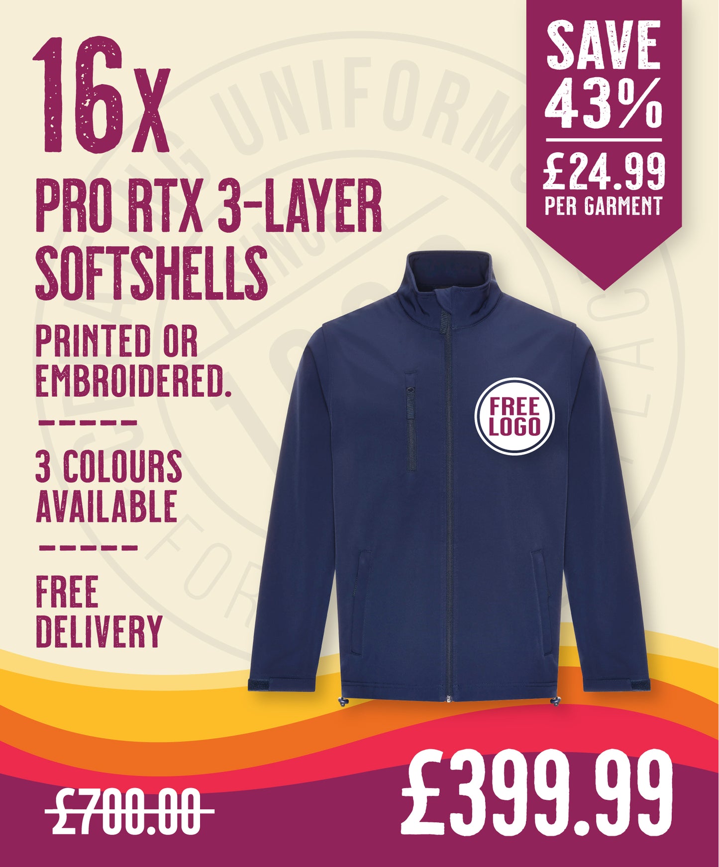 16 x Pro RTX 3-Layer Softshell Jackets