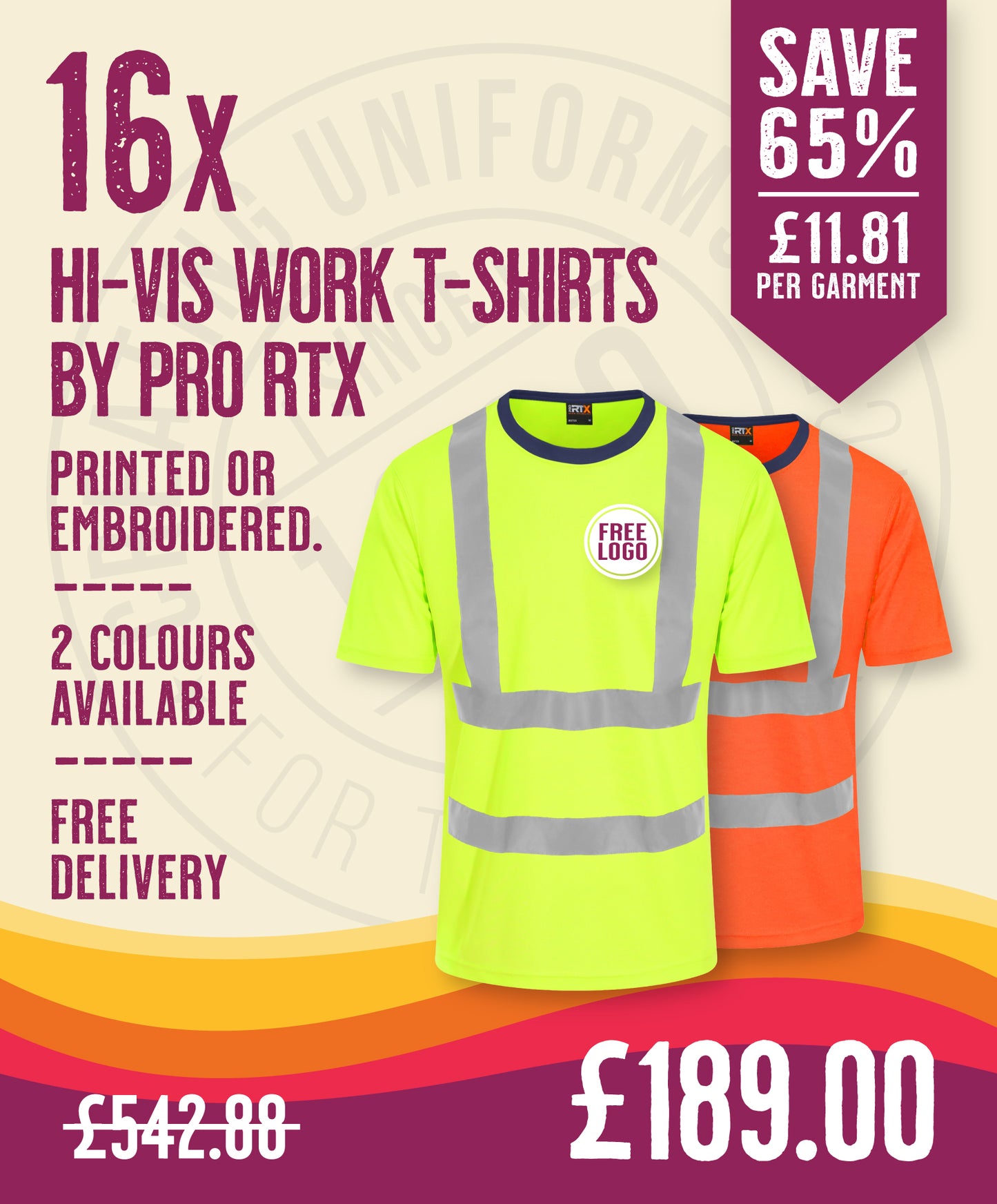 16 x Hi-Vis Work T-Shirts by Pro RTX