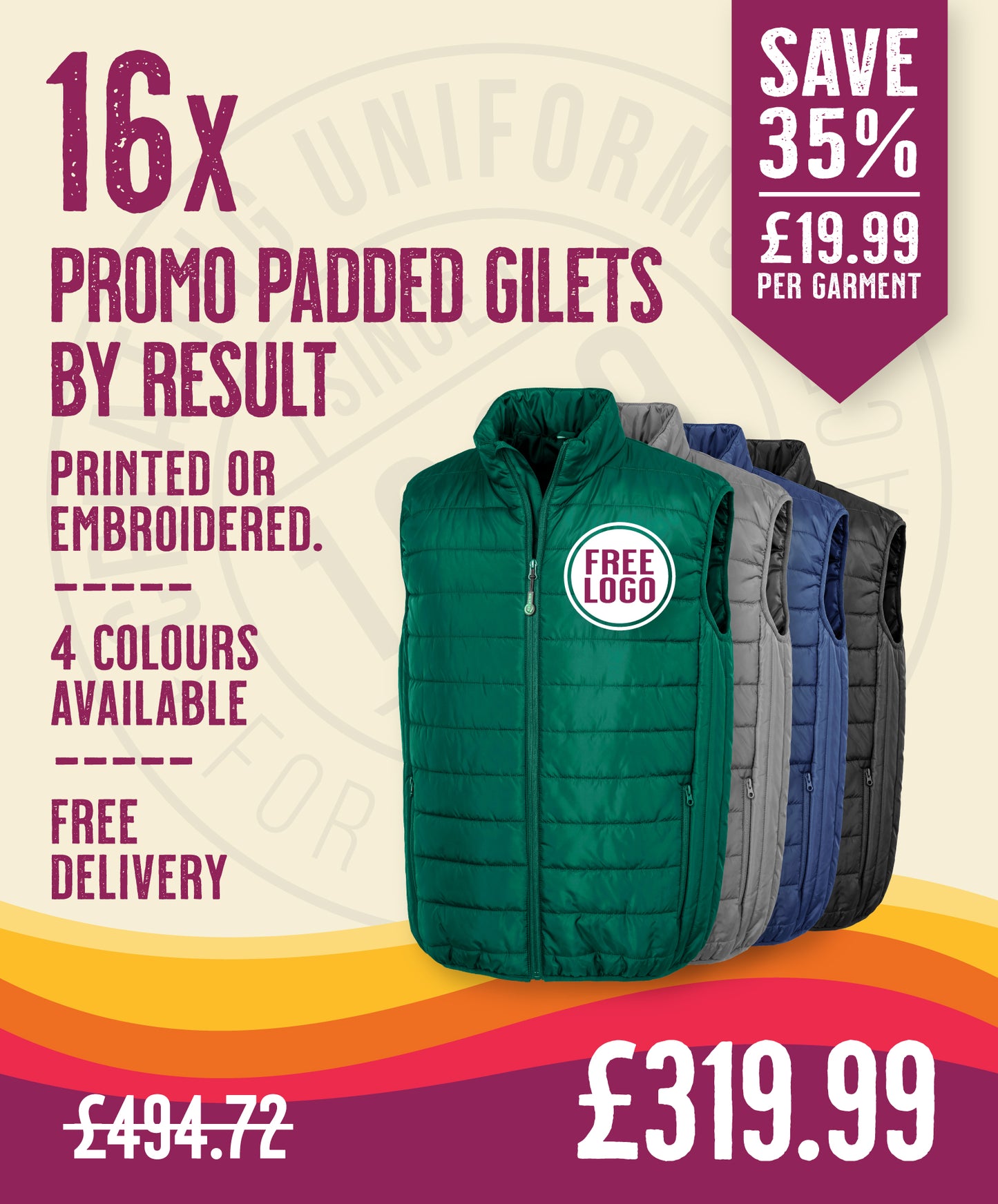 16 x Promo Padded Gilets by Result Core