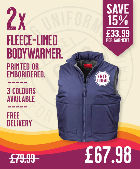 2 x Fleece-Lined Bodywarmer by Result