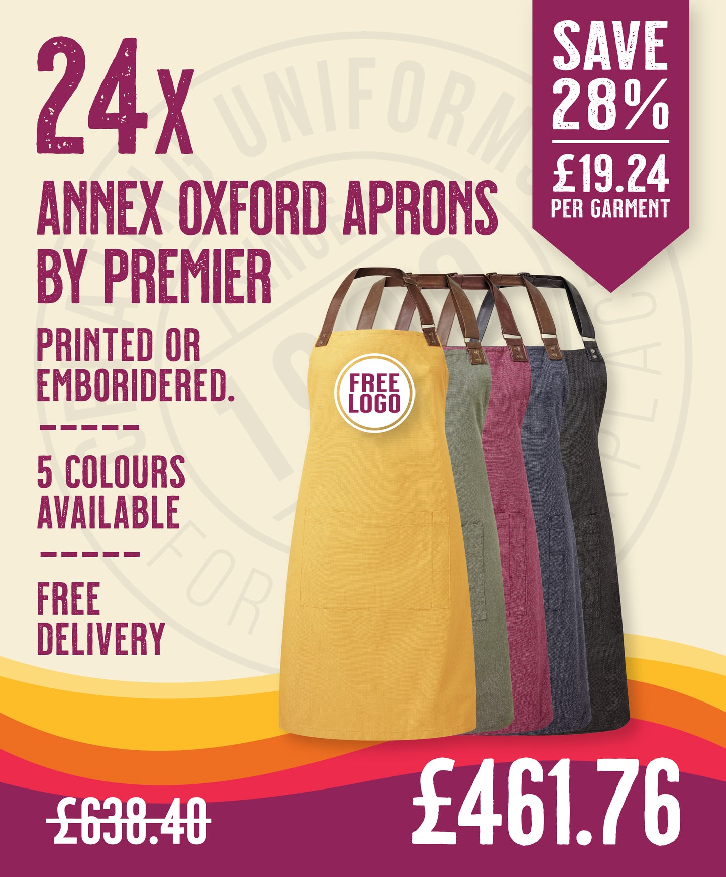 24 x Cotton Oxford Annex Aprons by Premier