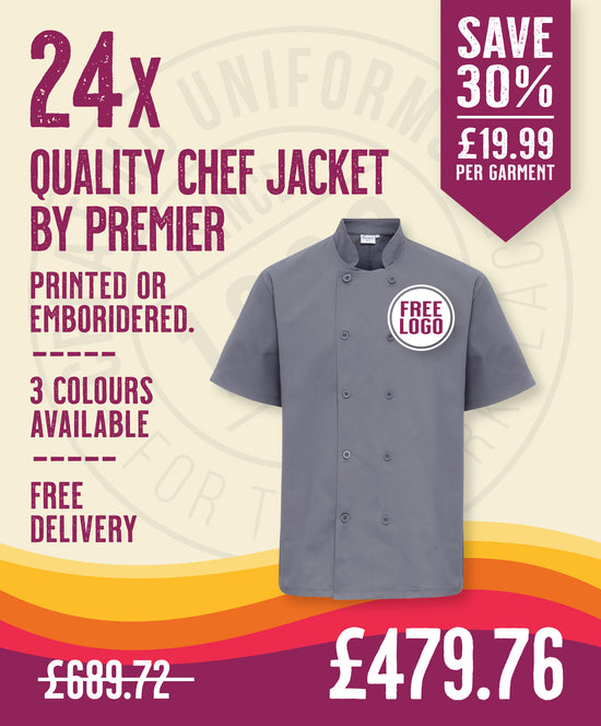 24 x Quality Short Sleeved Chef Jackets by Premier