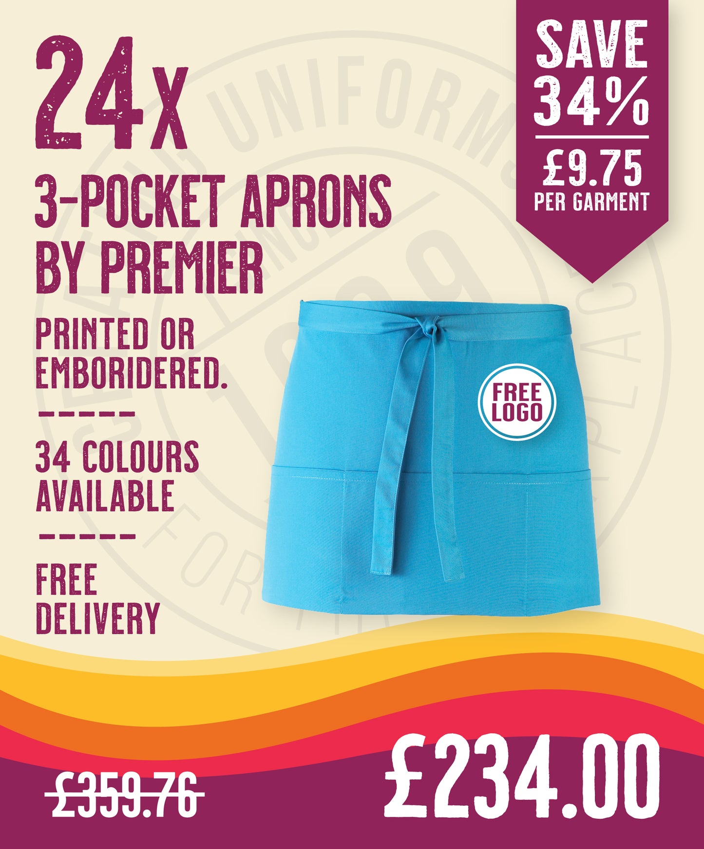 24 x 3-Pocket Apron by Premier