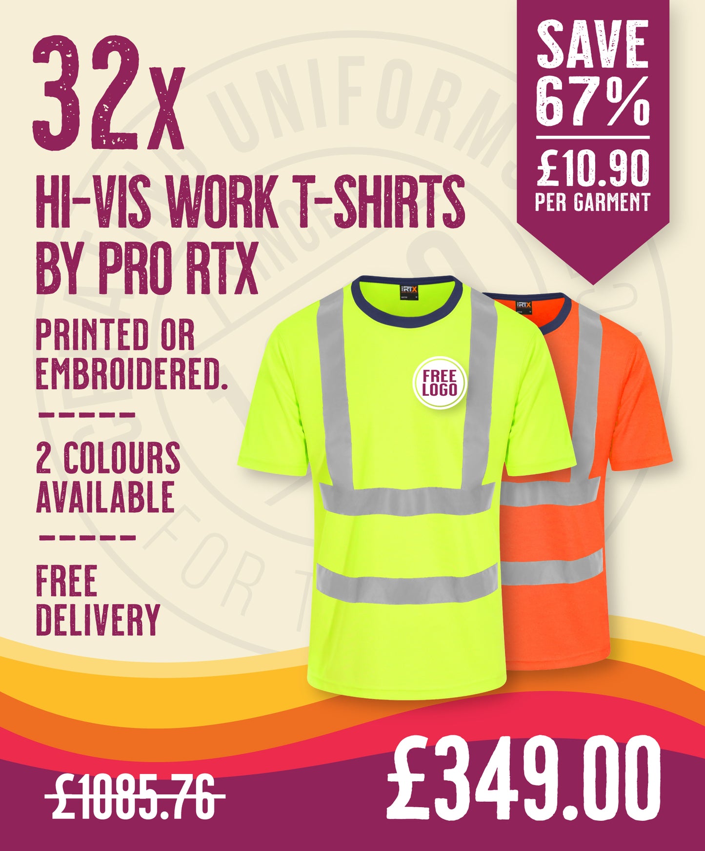 32 x Hi-Vis Work T-Shirts by Pro RTX