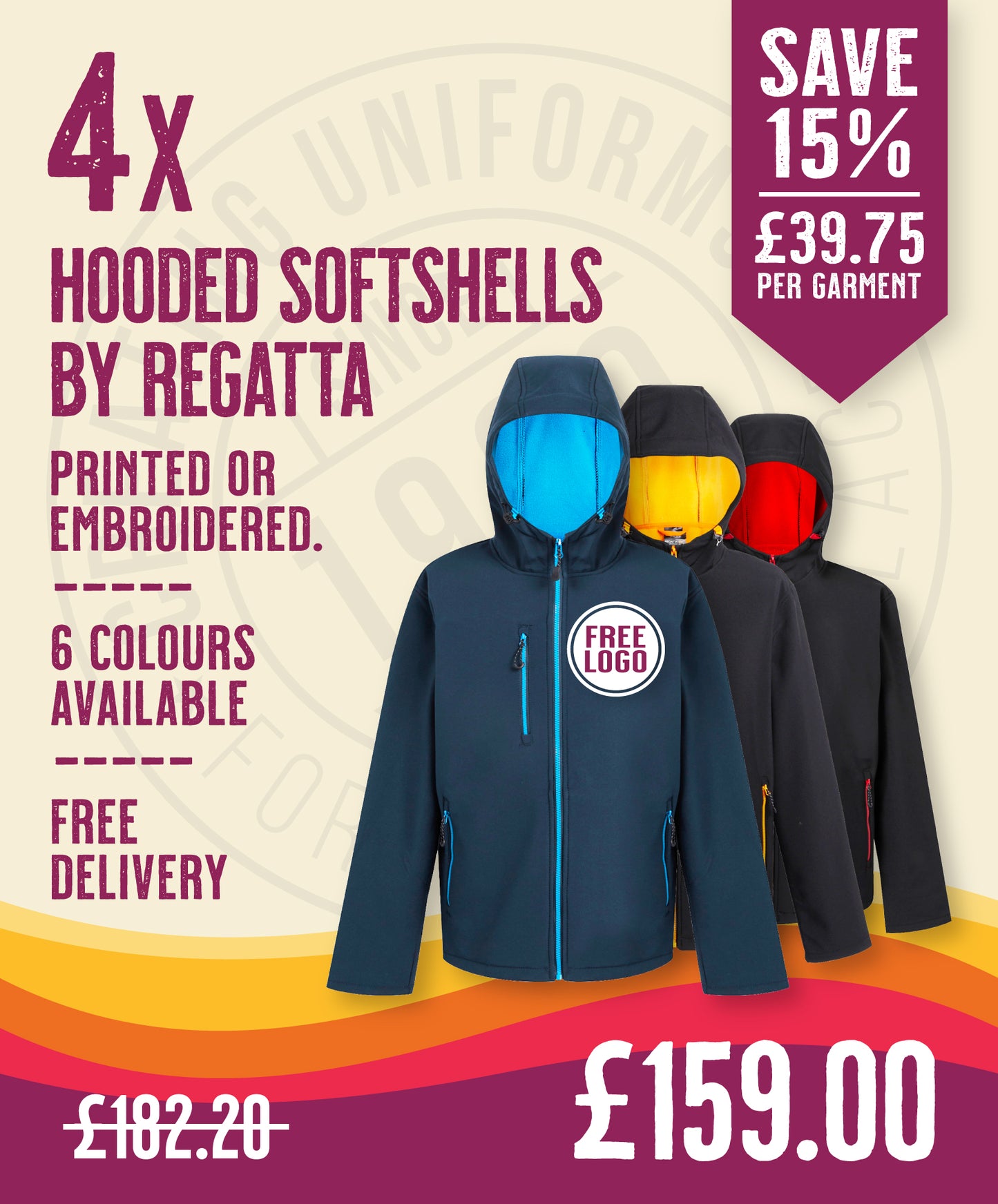 4 x Regatta Hooded Softshell Jackets (2 Layer)