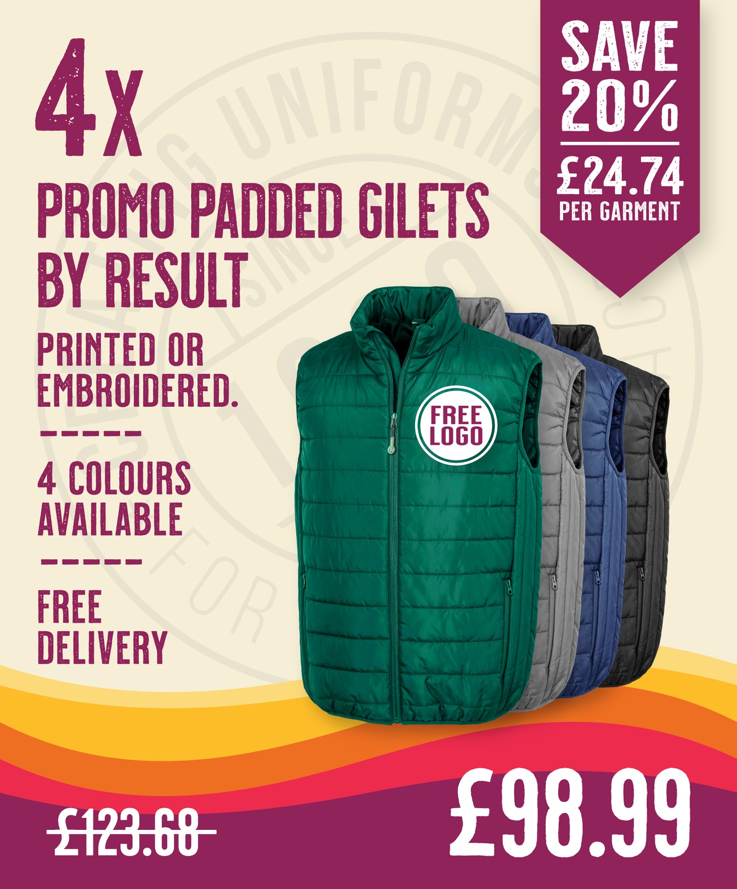 4 x Promo Padded Gilets by Result Core