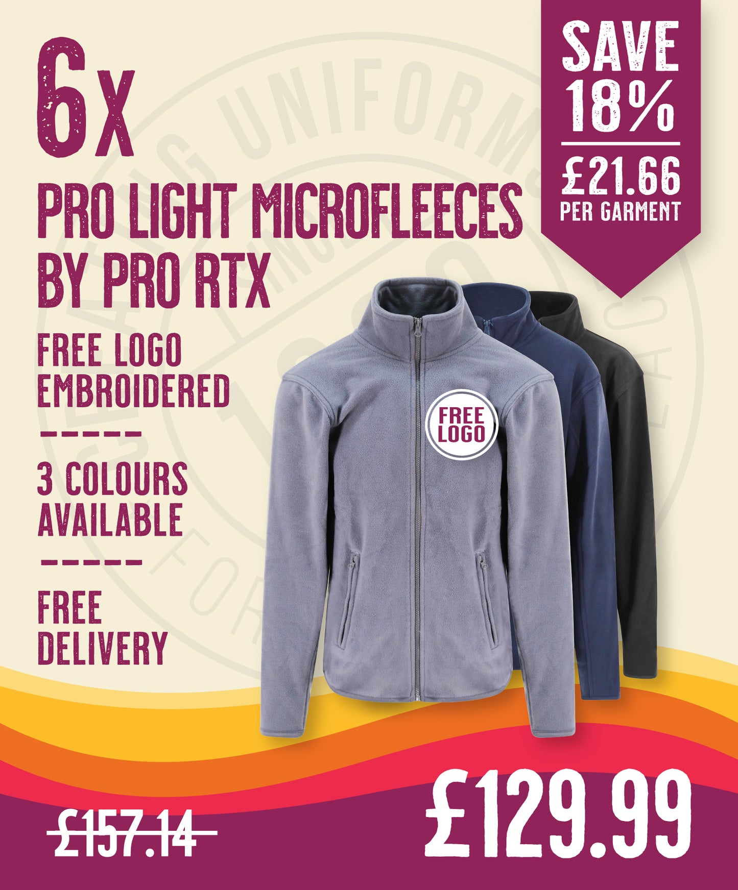 6 x Pro Light Microfleeces by Pro RTX