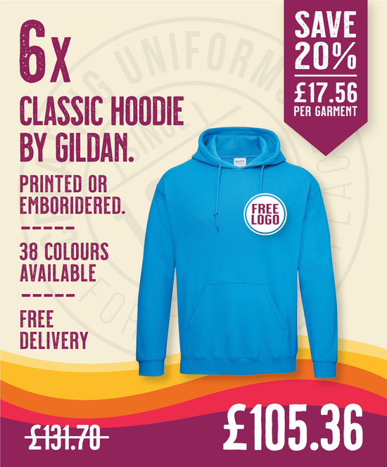 6 x Classic Hoodies by Gildan