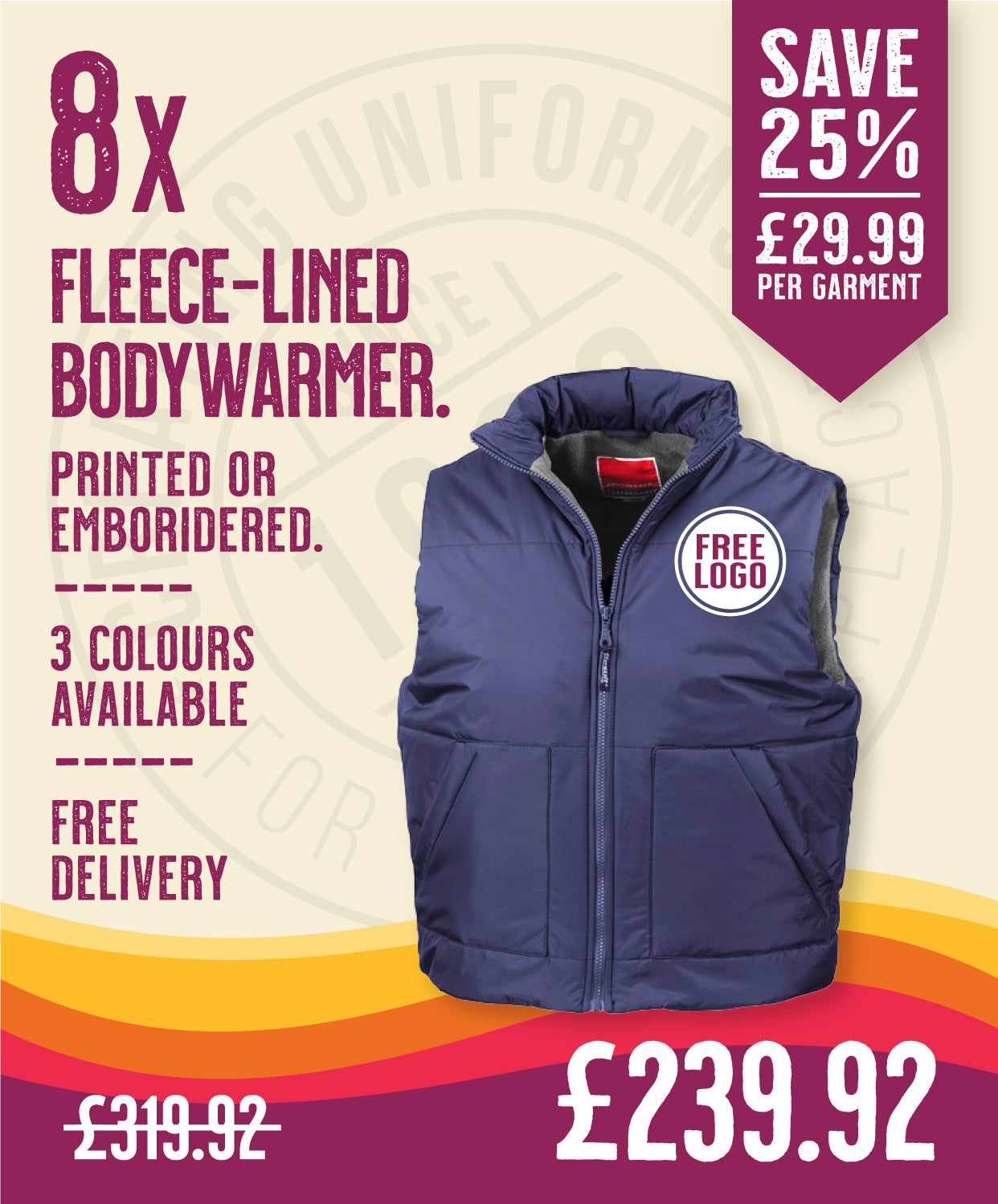 8 x Fleece-Lined Bodywarmer by Result