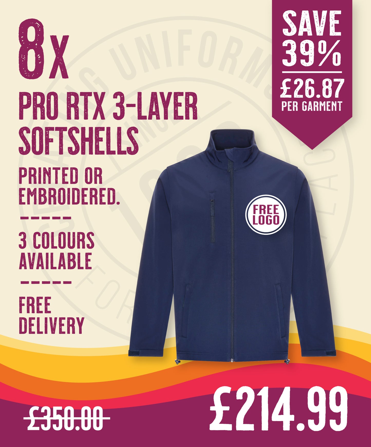 8 x Pro RTX 3-Layer Softshell Jackets