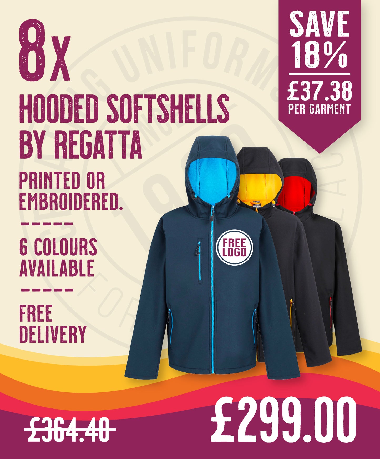 8 x Regatta Hooded Softshell Jackets (2 Layer)