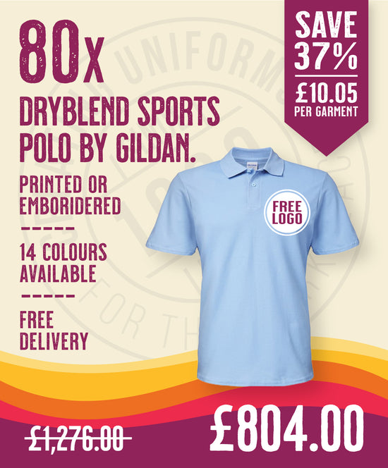 80 x Dryblend Sports Polos by Gildan