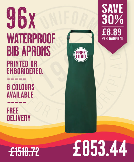 96 x Waterproof Bib Aprons by Premier