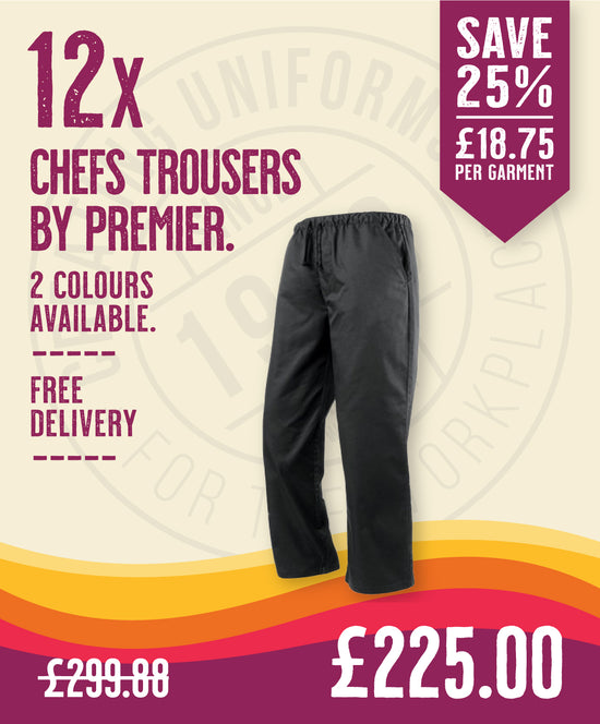 12 x Chefs Trousers By Premier