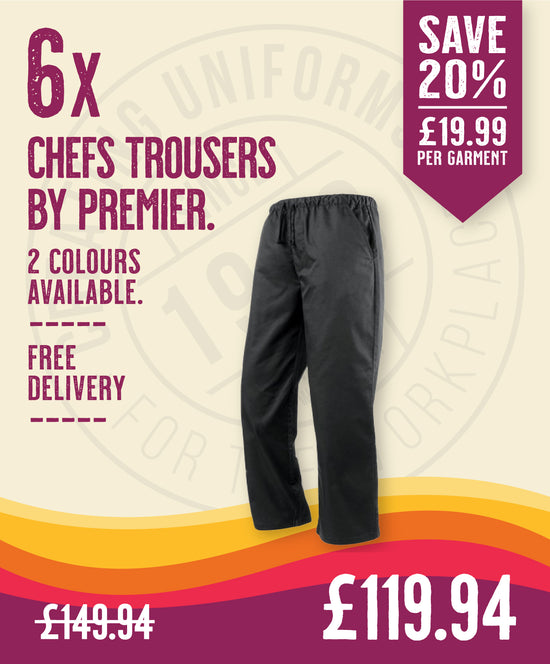 6 x Chefs Trousers By Premier