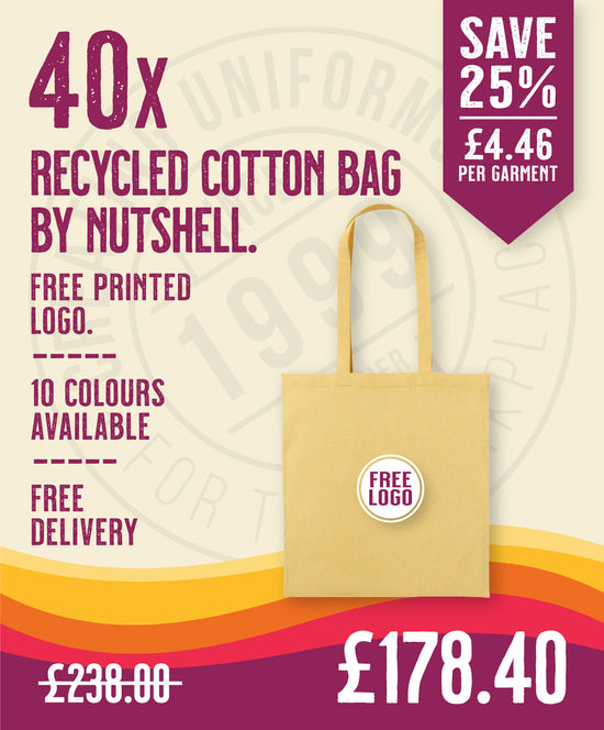 40 x Recycled Cotton Bag by Nutshell