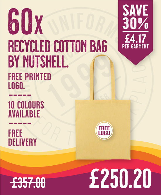 60 x Recycled Cotton Bag by Nutshell