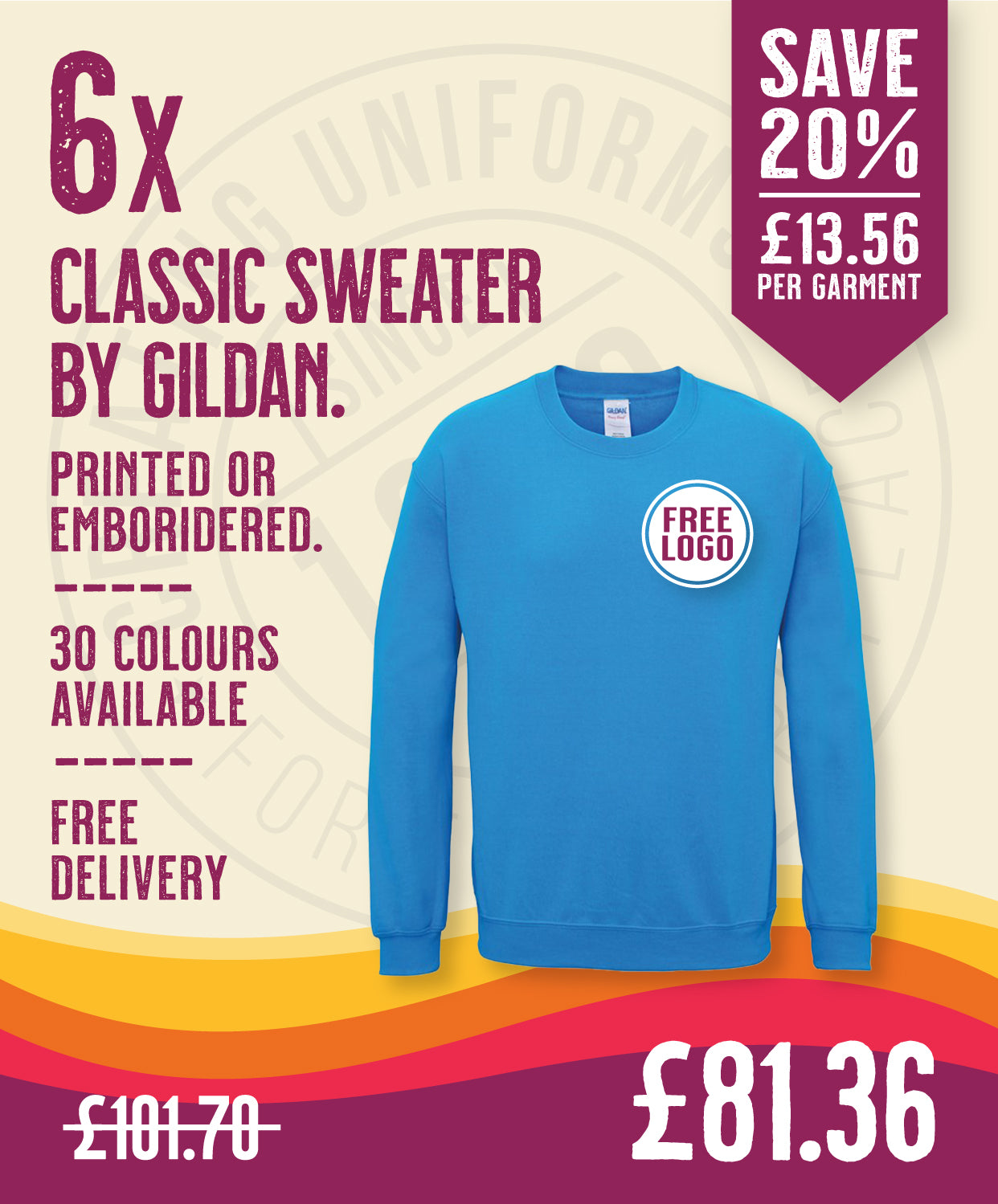 6 x Classic Sweaters by Gildan