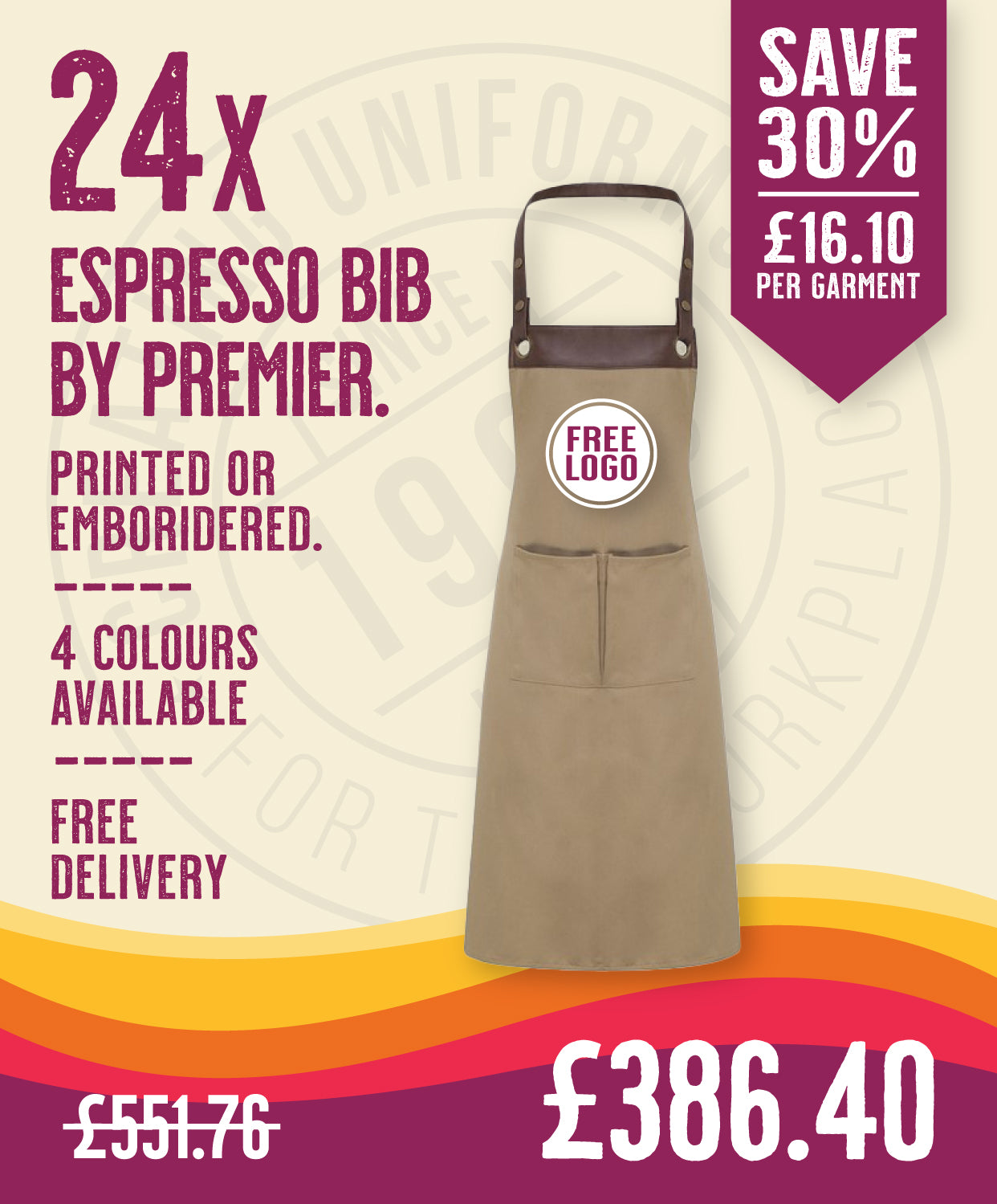 24 x Espresso Bib Aprons