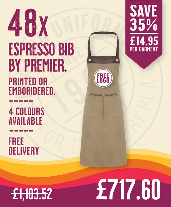 48 x Espresso Bib Aprons