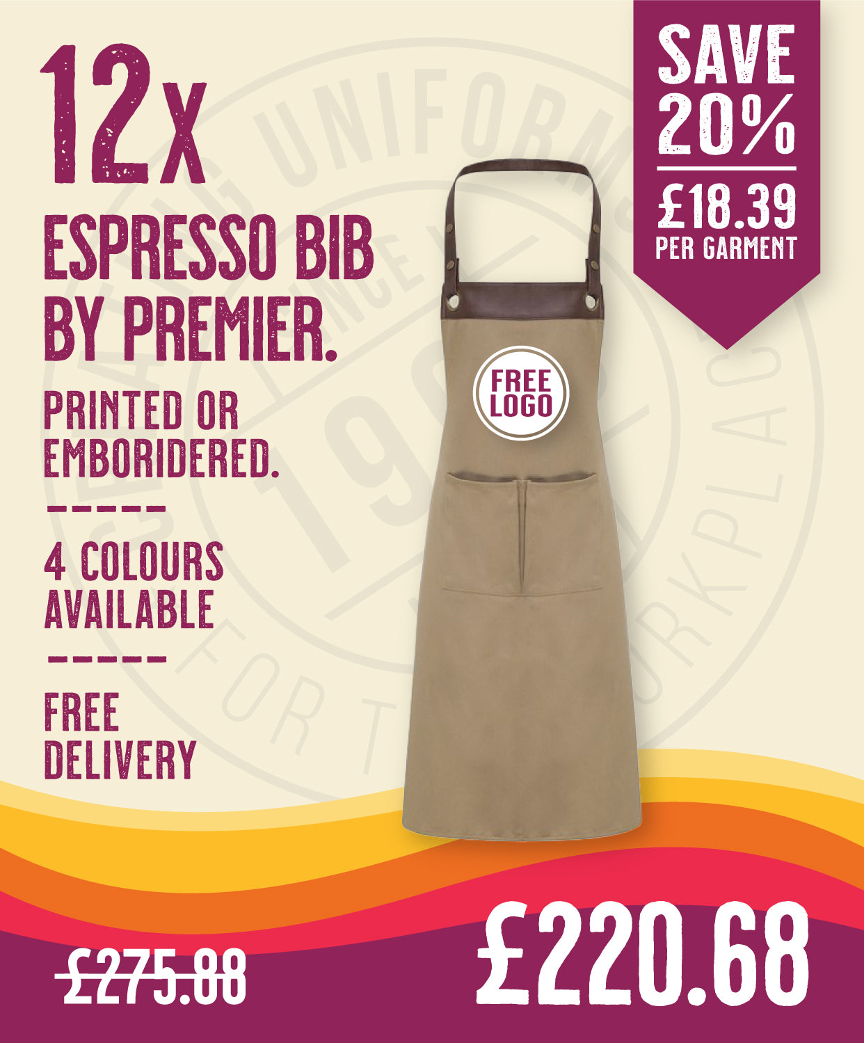 12 x Espresso Bib Aprons