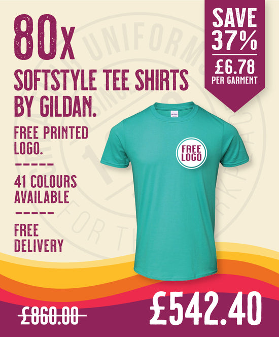 80 x Softstyle Tee Shirts by Gildan