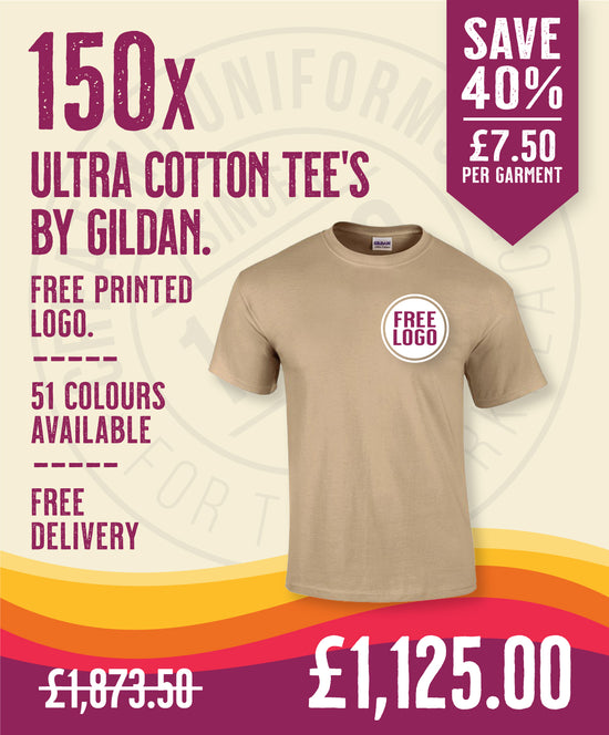 150 x Ultra Cotton Tee's by Gildan