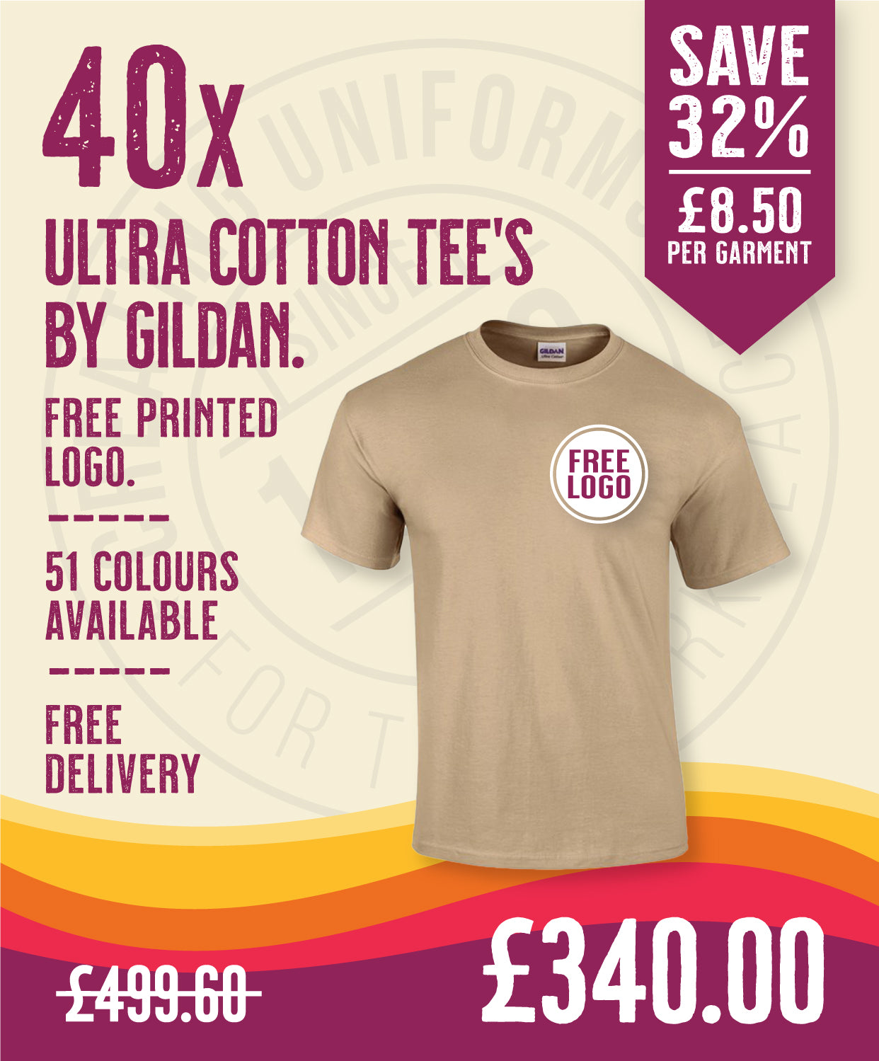 40 x Ultra Cotton Tee's by Gildan