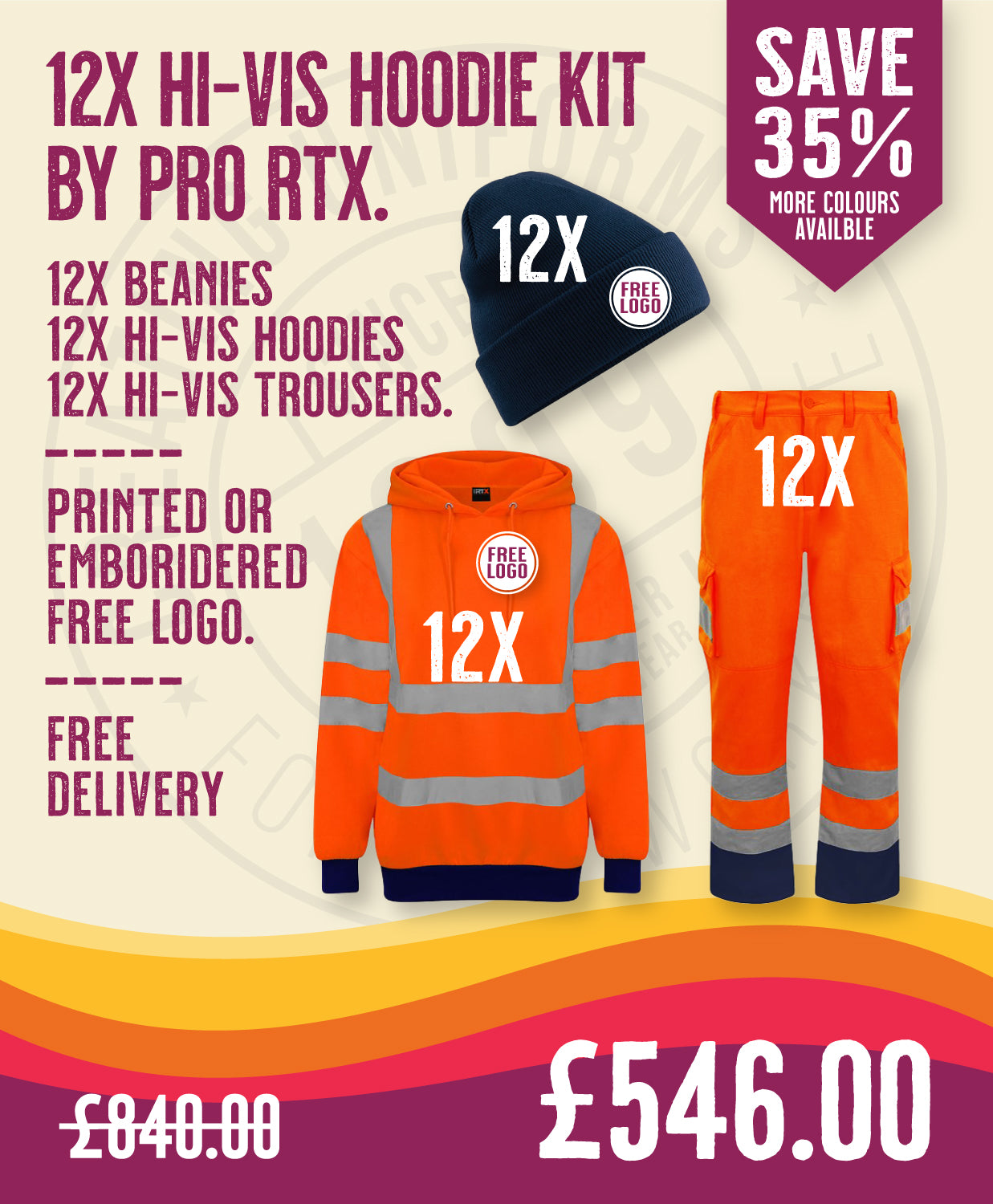 12x Hi-Vis Hoodie Kit By Pro RTX