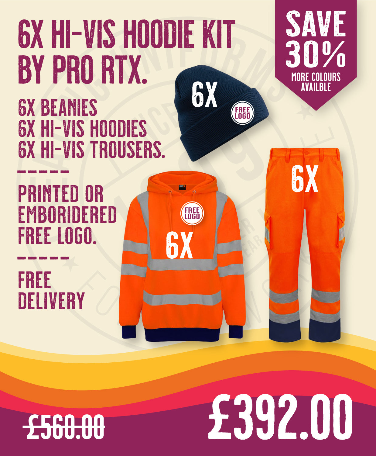 6x Hi-Vis Hoodie Kit By Pro RTX