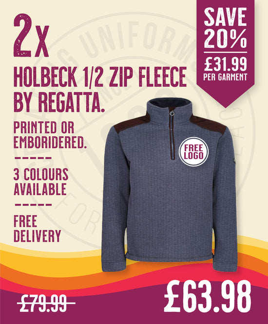 2 x Holbeck 1/2 Zip Fleece By Regatta