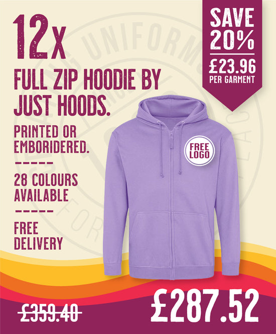 12 x Full Zip Hoodies by Just Hoods