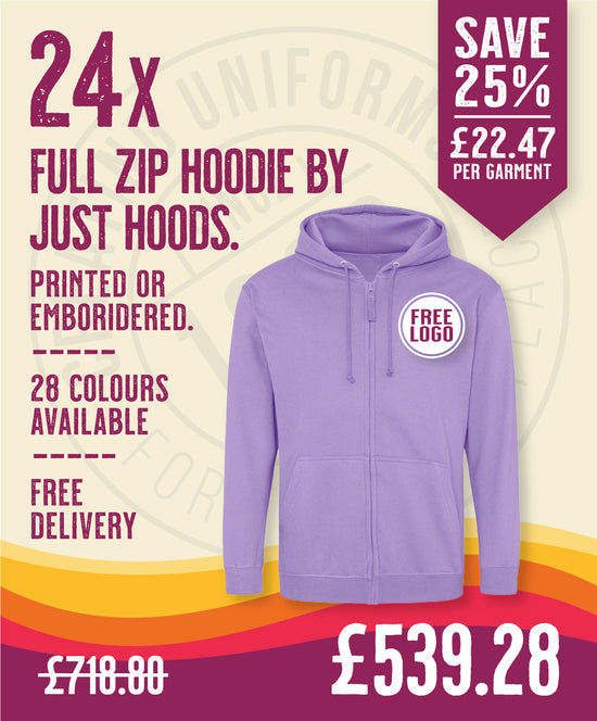 24 x Full Zip Hoodies by Just Hoods