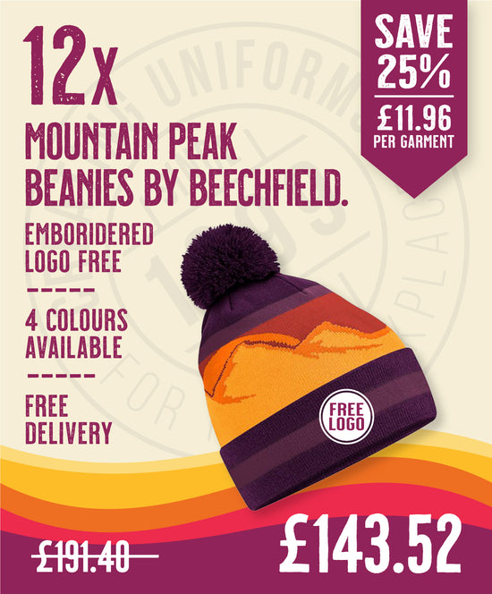 12 x Mountain Peaks Pom Pom Beanie