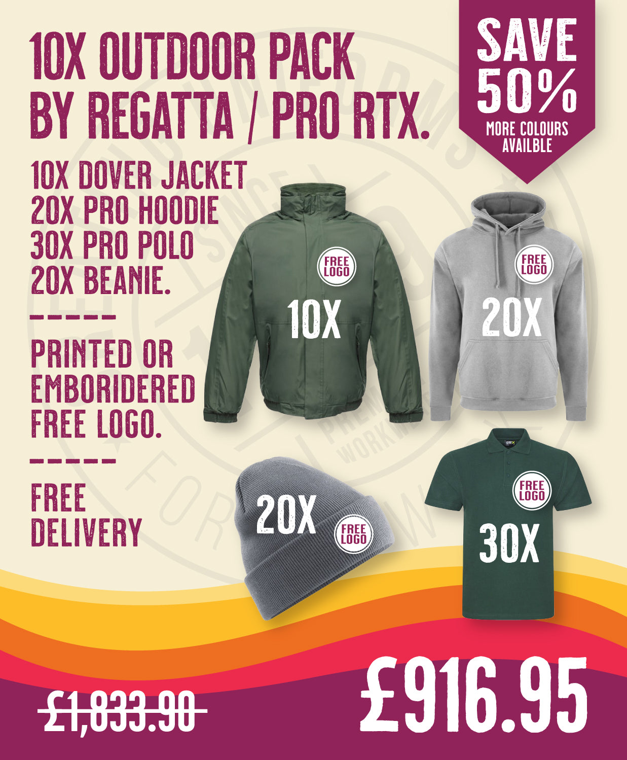 10x Outdoor Pack by Regatta / Pro RTX