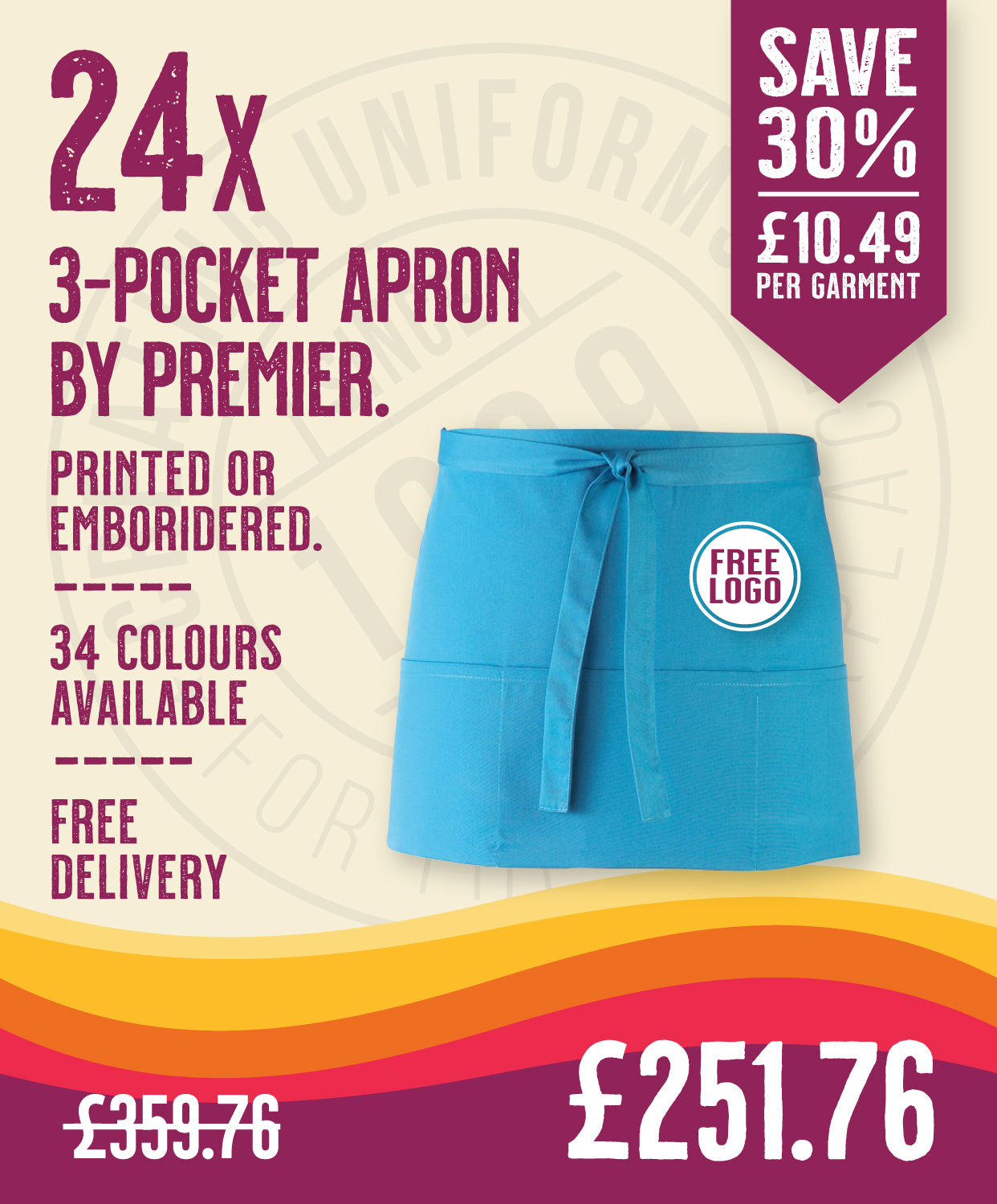 24 x 3-Pocket Apron by Premier