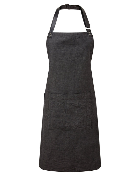 Black apron with a textured pattern on a white background