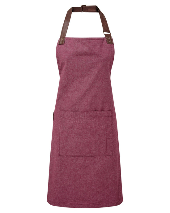 Maroon apron with brown straps on a white background