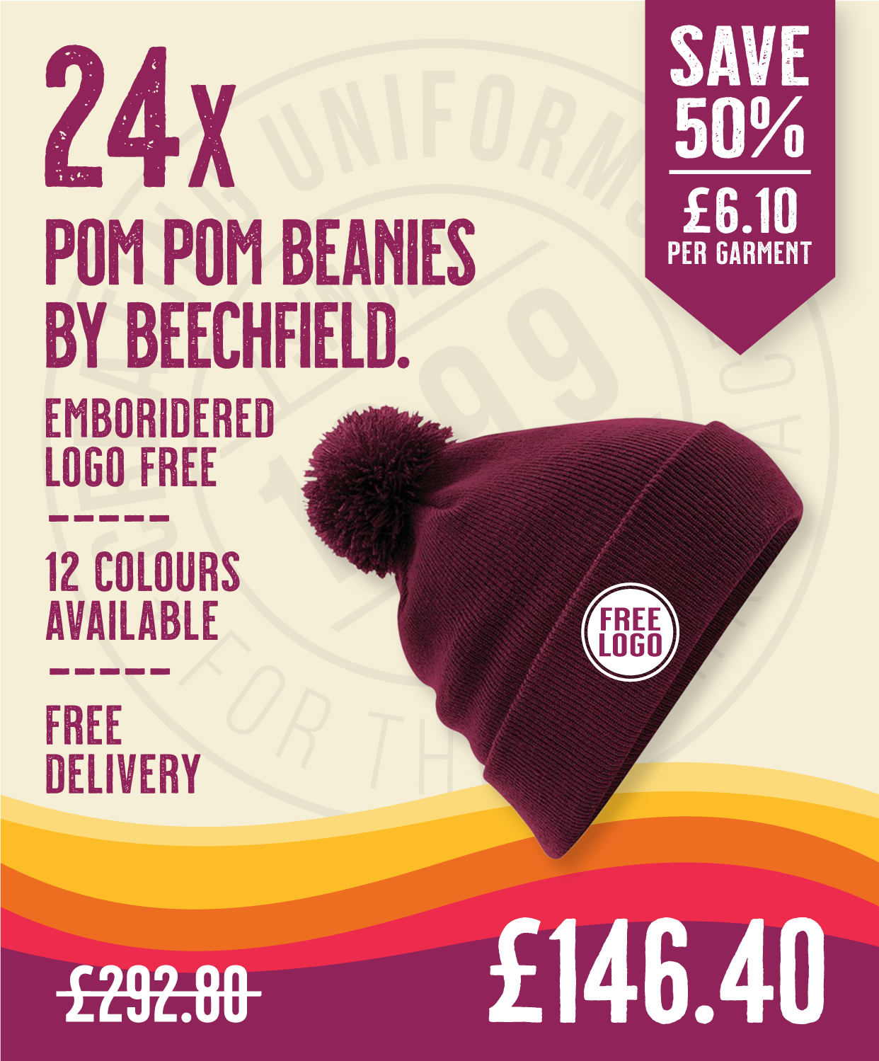 24 x Pom Pom Beanies by Beechfield