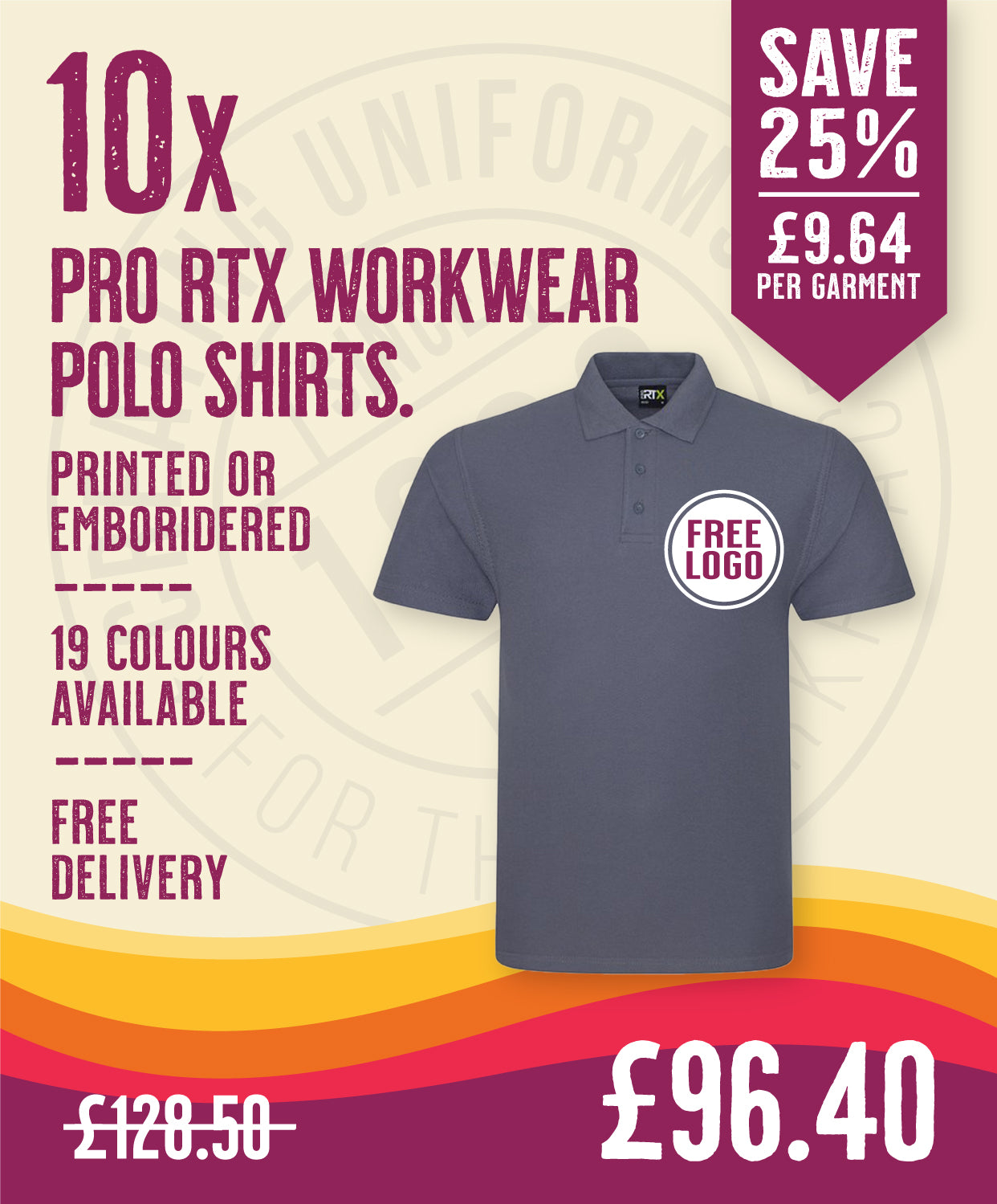 10 x Pro RTX Work Polos