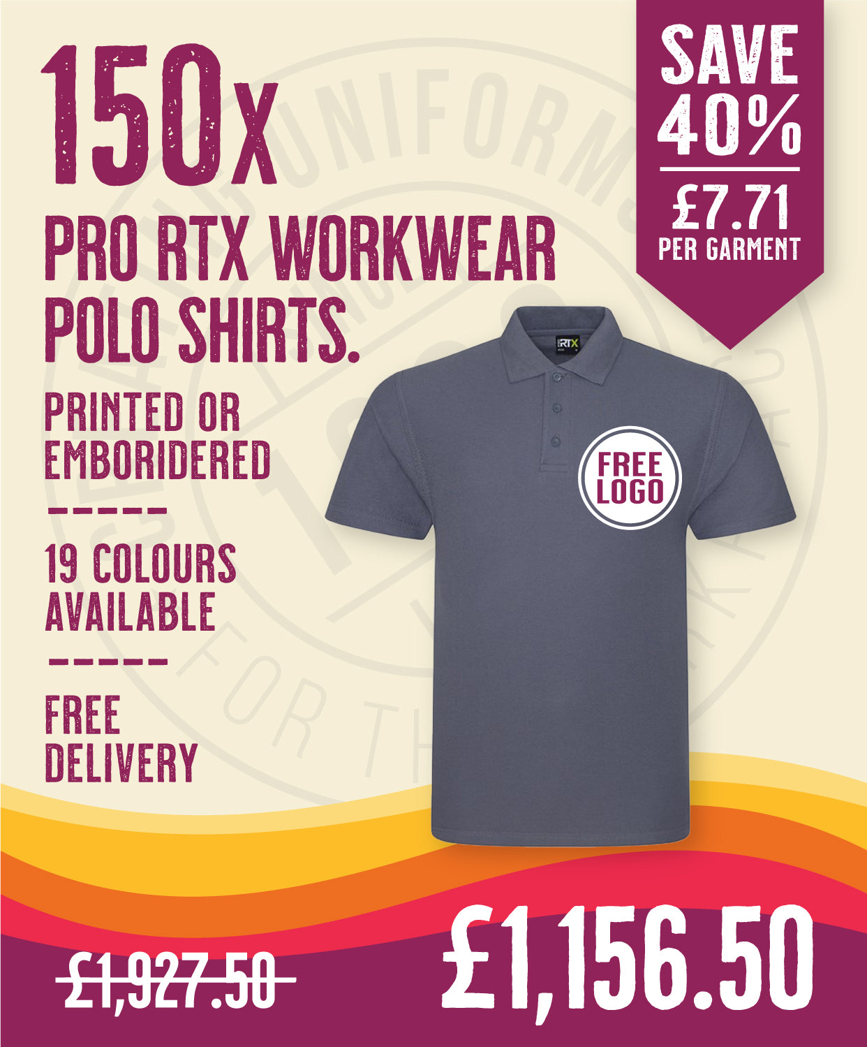 150 x Pro RTX Work Polos