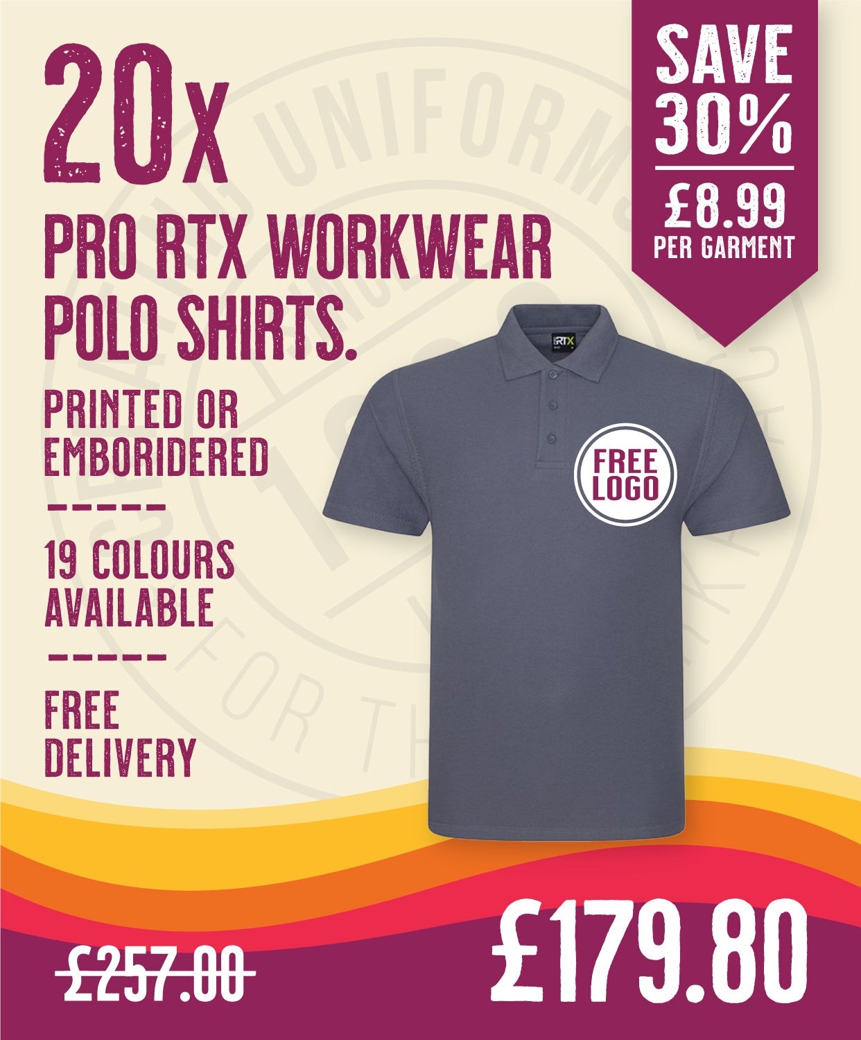 20 x Pro RTX Work Polos