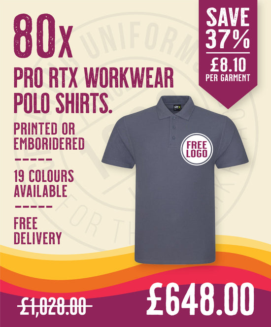 80 x Pro RTX Work Polos