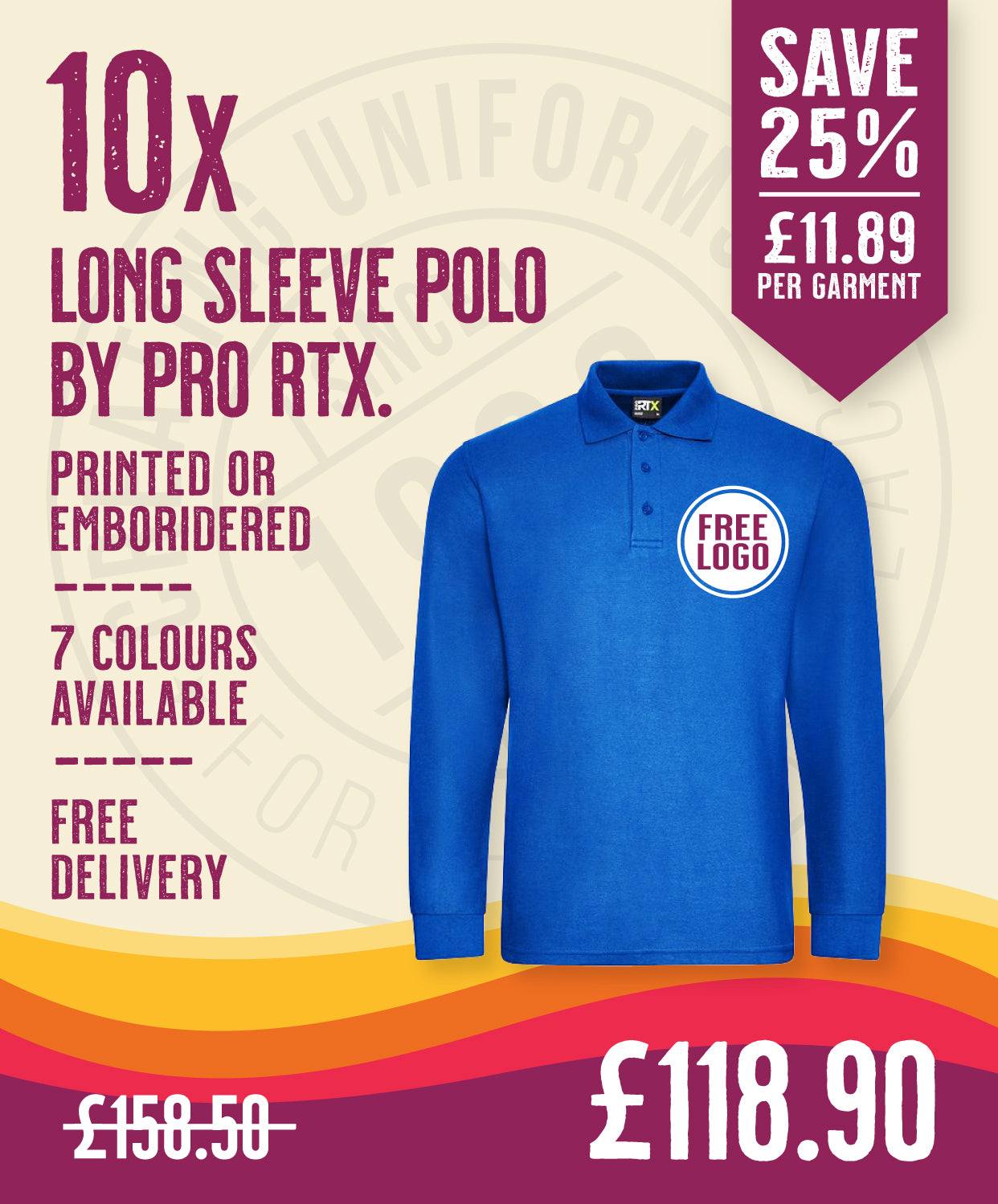 10 x Long Sleeve Polos by Pro RTX