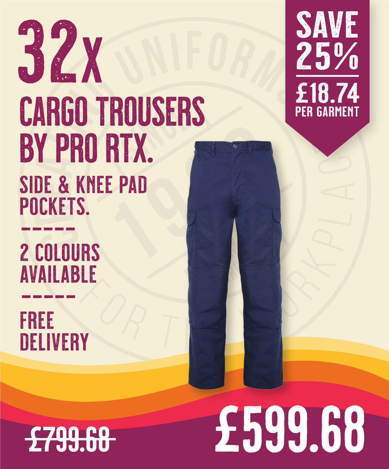 32 x Cargo Trousers by Pro RTX