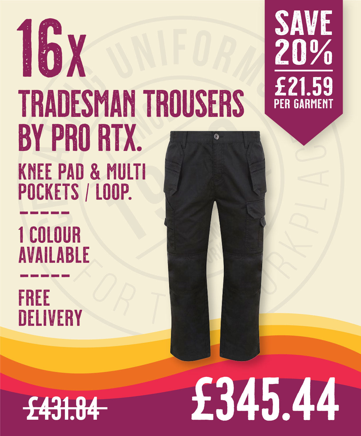 16 x Tradesman Trousers by Pro RTX